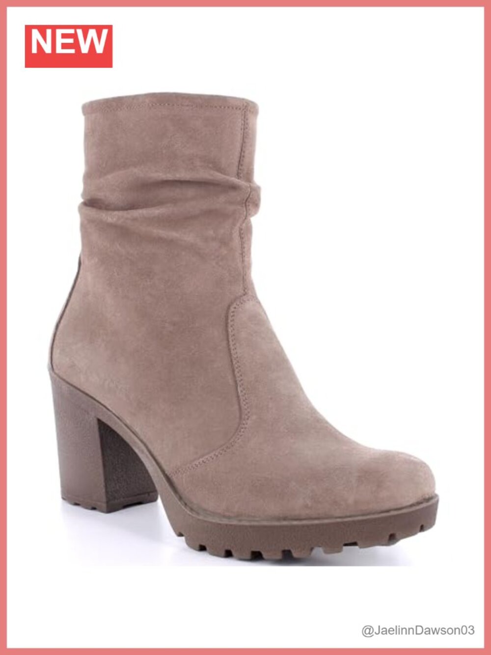 Genuine Suede Italian-Made Slouchy Ankle Boots Block Heel Lug Sole Side Zipper